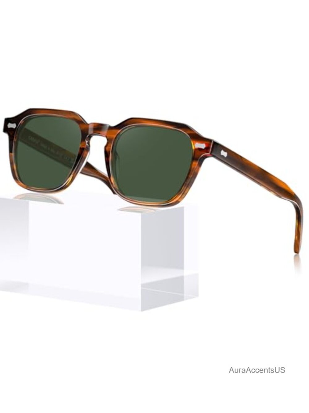 Acetate Polarized Sunglasses for Men Retro Square UV400 Full Frame